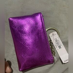 Victorias Secret Pink Magenta Shimmer Gold Coin Purse Key Chain